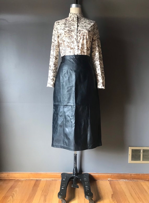 Vtg 80s Leather Skirt - image 4