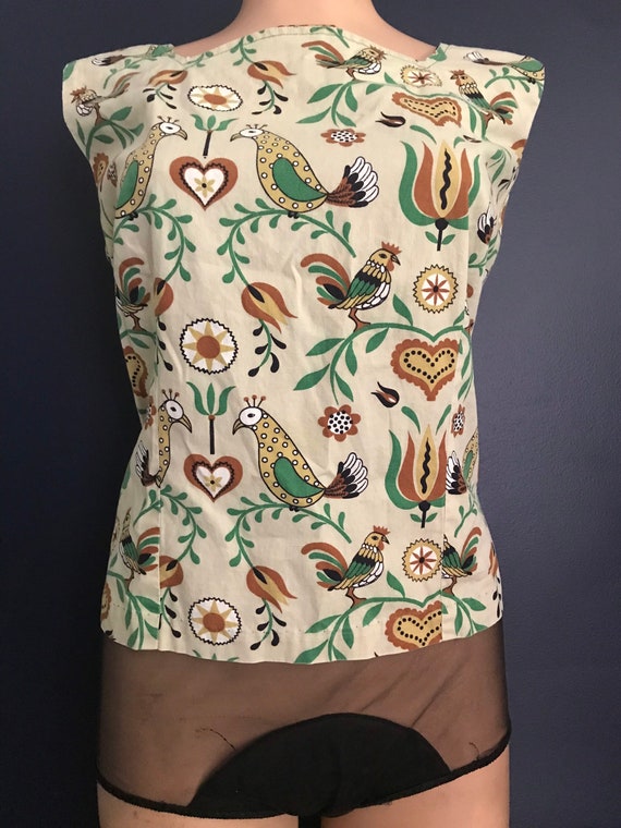 Vtg 60s 70s Folk Art Sleeveless Top - image 8