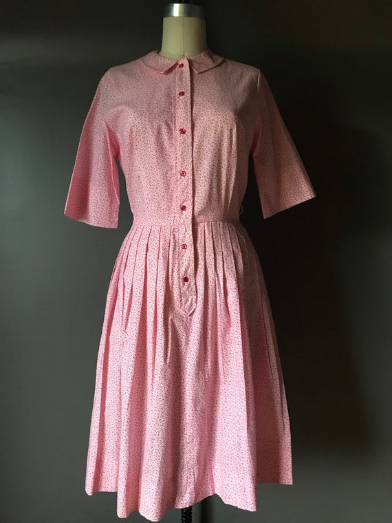 Vtg 60s Cos Cob Micro Rose Print Day Dress - image 5