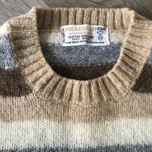 Vtg Braemar Earth Tone Striped Sweater / Scottish Shetland Wool image 2
