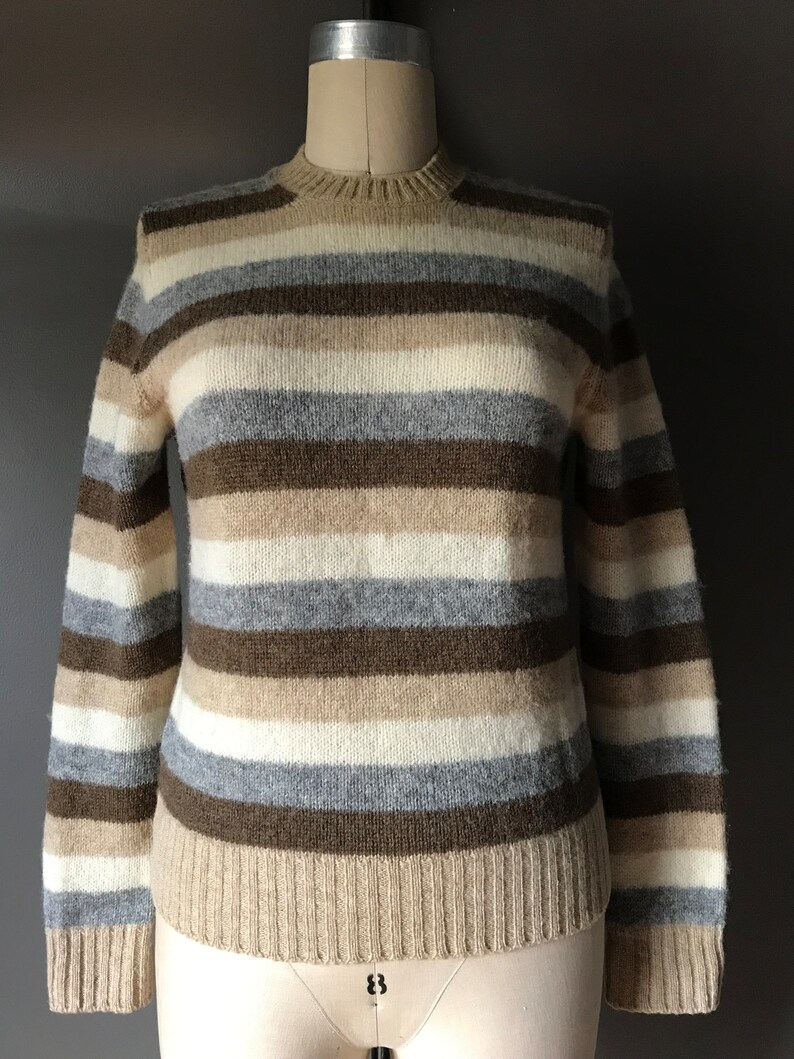 Vtg Braemar Earth Tone Striped Sweater / Scottish Shetland Wool image 4