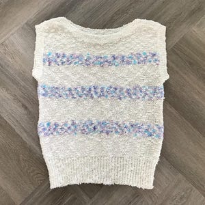 Vtg 80s Pastel Stripe Knit Sweater Vest
