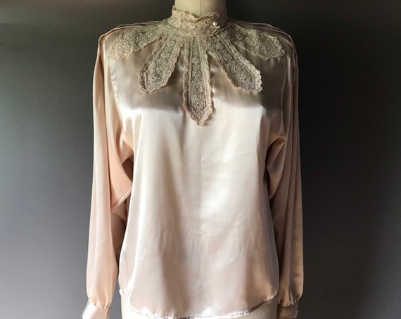 Vtg 80s Does Victorian Blouse - image 1