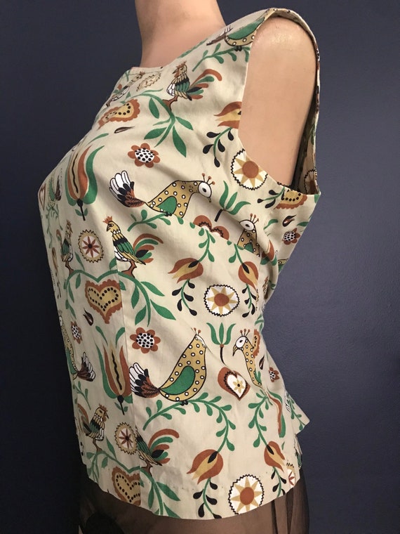 Vtg 60s 70s Folk Art Sleeveless Top - image 7