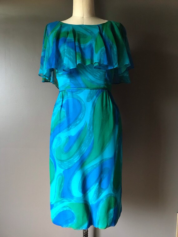 Vtg 60s Cape Party Dress - image 3