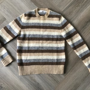 Vtg Braemar Earth Tone Striped Sweater / Scottish Shetland Wool image 3