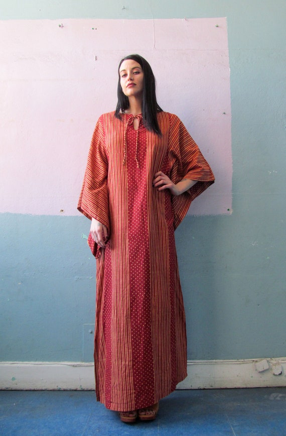 Vtg 70s Cotton Caftan / Indian Fashions / Hudsons