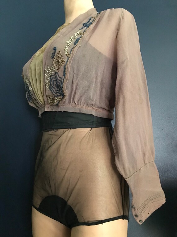 Antique Victorian Edwardian Sheer Blouse Top - image 2