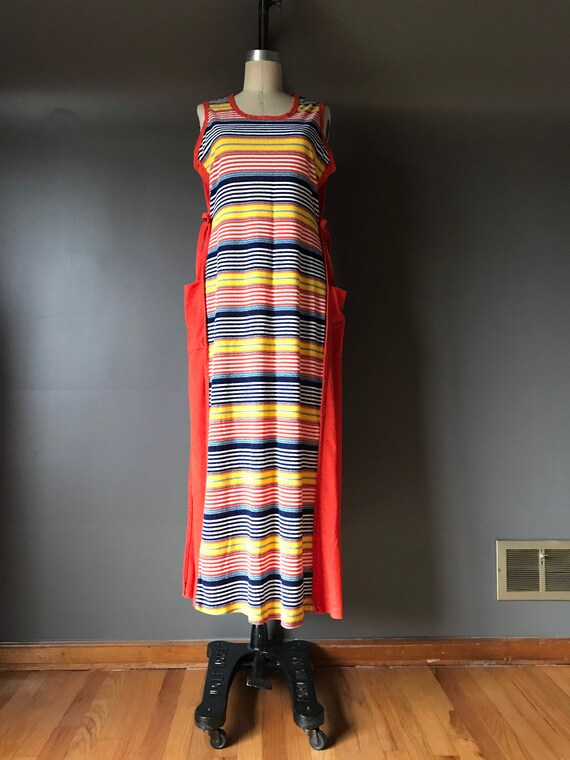 Vtg 70s Terry Cloth Sleeveless Dress - image 9