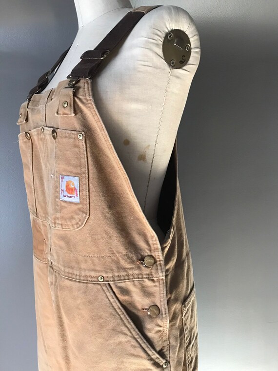 Vtg Insulated Carhartt Overalls / Reflective Stri… - image 7