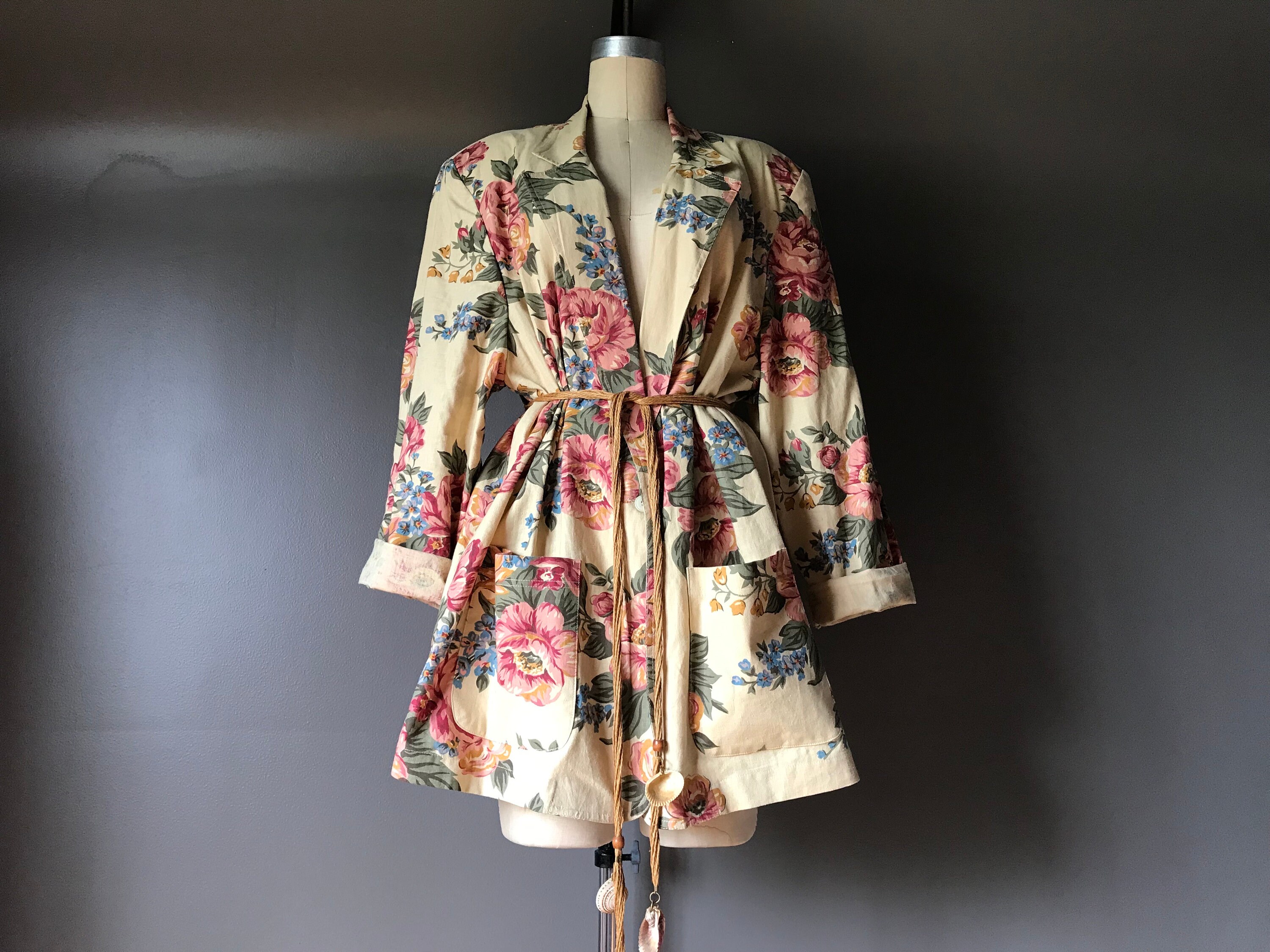 Vtg 80s 90s Floral Linen Blend Blazer Jacket - Etsy