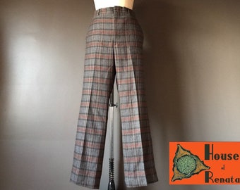 Vtg 70s Plaid Trouser Pant