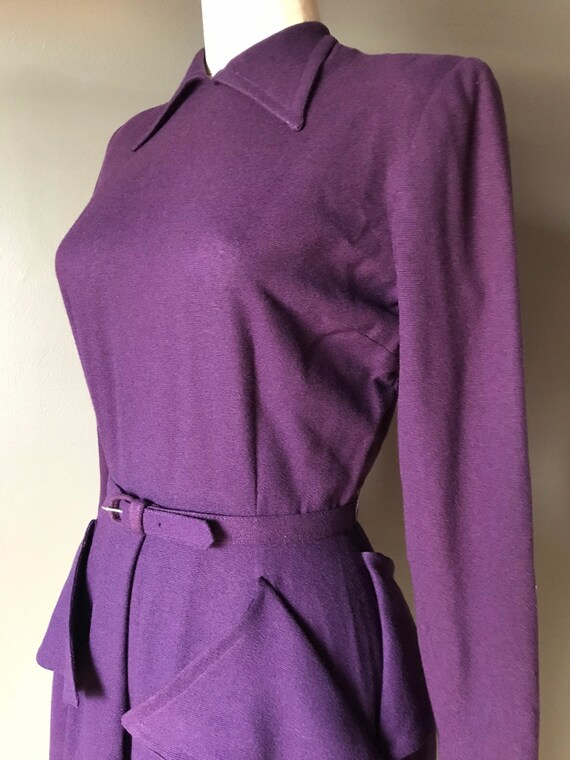 Vtg 40s Wool Pocket Dress / Henry Rosenfeld New Y… - image 5