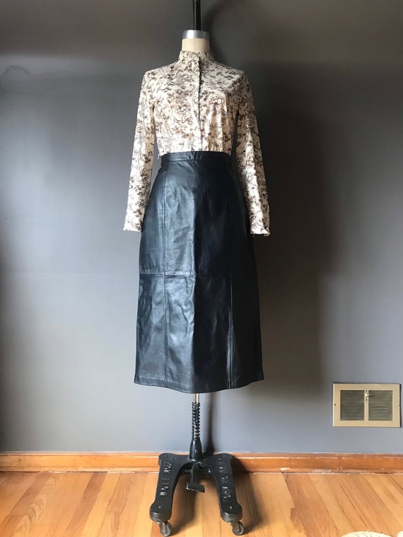 Vtg 80s Leather Skirt - image 2