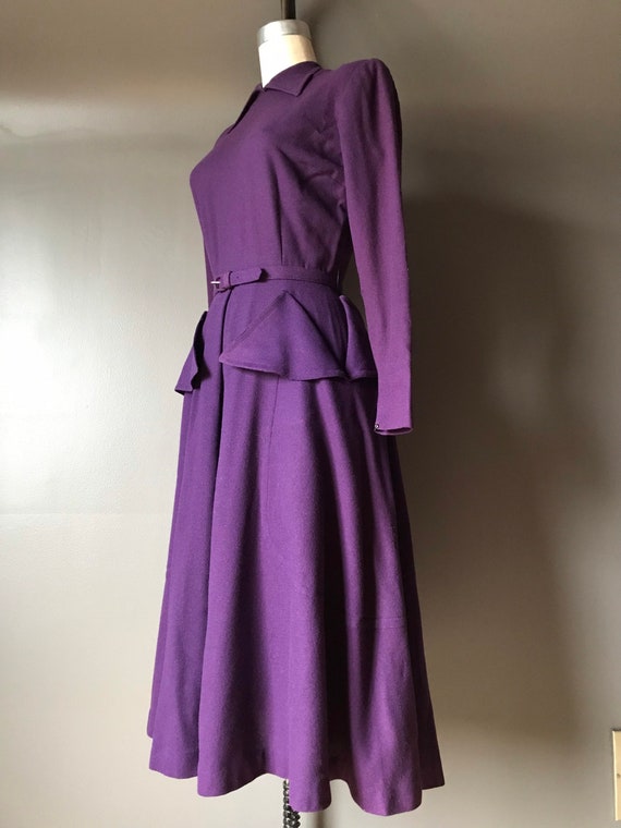 Vtg 40s Wool Pocket Dress / Henry Rosenfeld New Y… - image 4