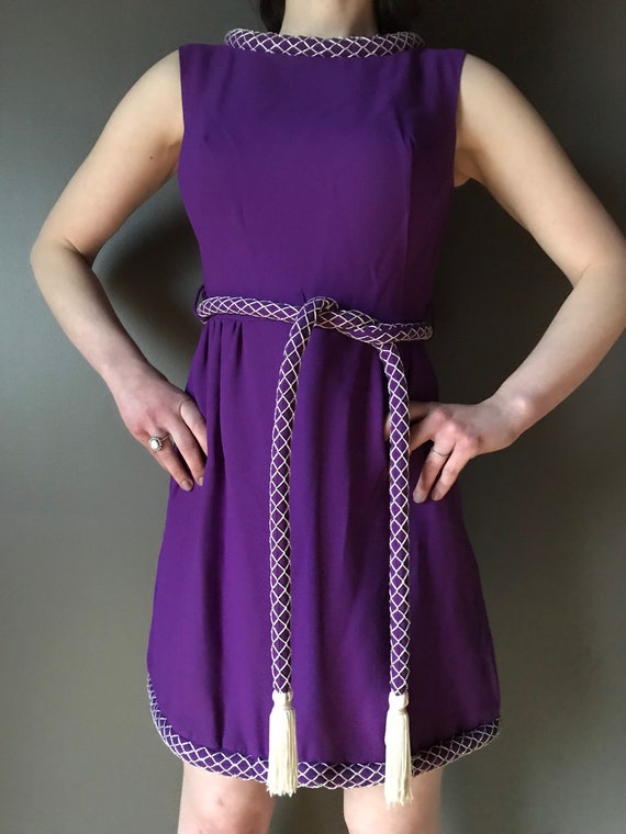 Vtg 60s 70s Space Age Mod Mini Dress - image 5