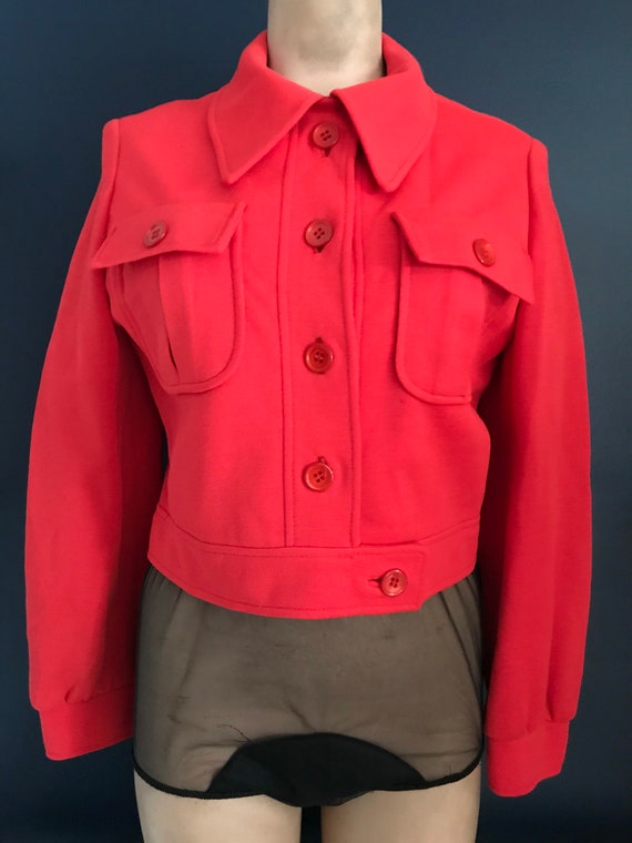 Vtg 70s Saks Fifth Ave Red Crop Jacket - image 4