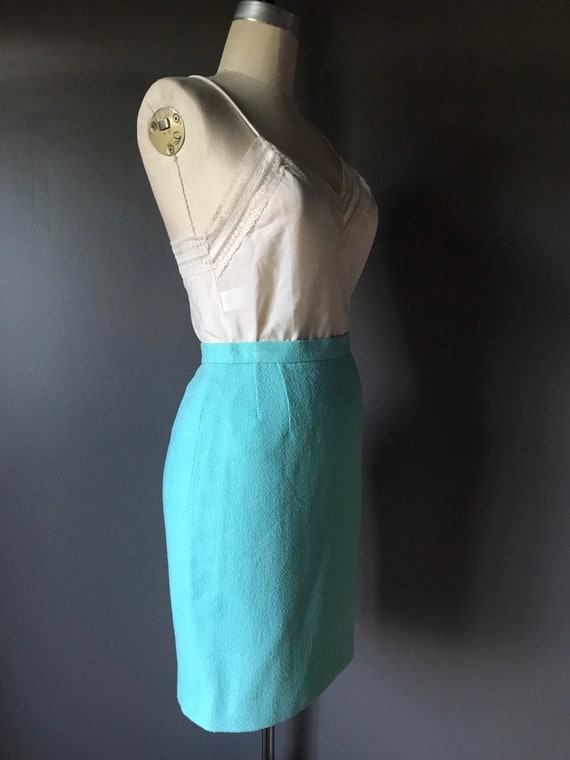 Vtg 80s 90s Baby Blue Escada Skirt - image 1