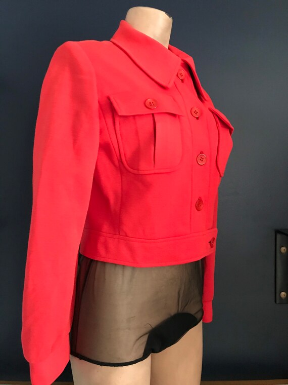 Vtg 70s Saks Fifth Ave Red Crop Jacket - image 9