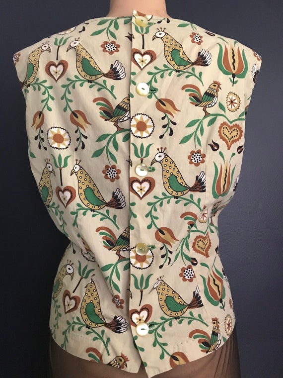 Vtg 60s 70s Folk Art Sleeveless Top - image 9