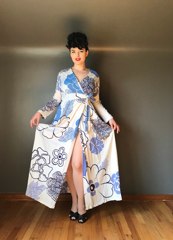 Vtg 60s Butterfield 8 Dressing Gown / Robe Dress /