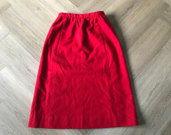 Vtg Halston III Red Wool Pencil Skirt