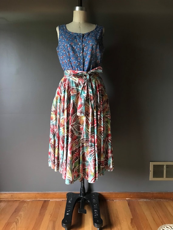 Vtg 90s Lizwear Chambray Soft Denim Floral Vest To