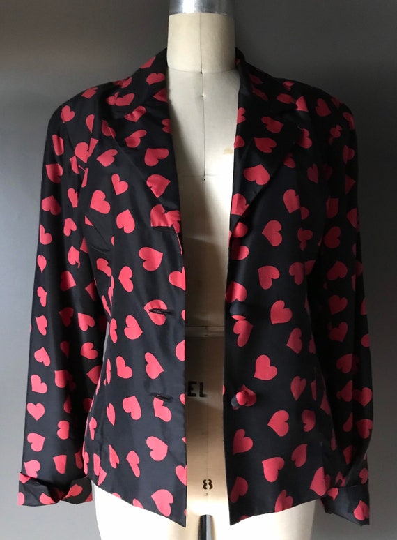 Vtg 90s Silk Hearts Blazer Jacket / The Limited D… - image 5
