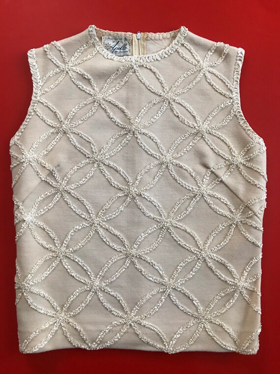 Vtg 50s 60s Texture Knit Sleeveless Top - image 9