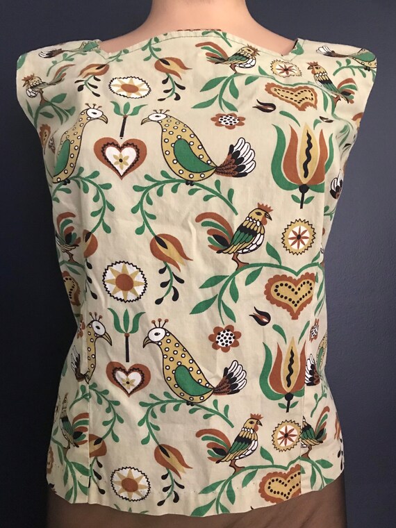 Vtg 60s 70s Folk Art Sleeveless Top - image 4