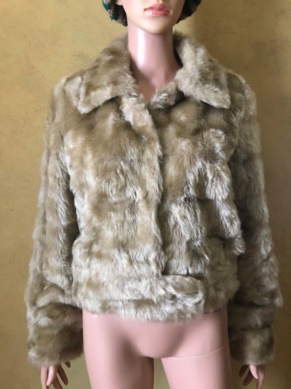 Vtg 60s 70s Faux Fur Crop Teddy Bear Coat - image 3