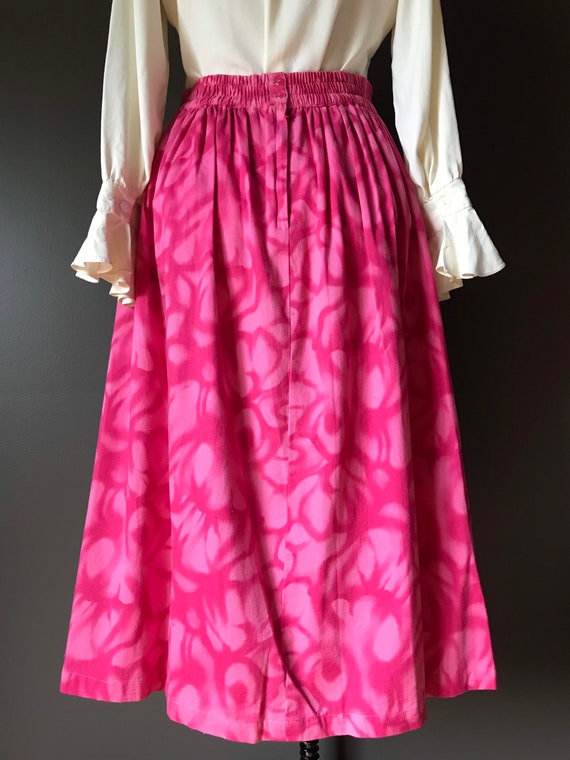 Vtg 80s Hot Pink Midi Skirt - image 4