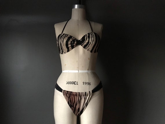 Vtg 80s Exotic Bikini Bathing Suit / Tiki Pinup - image 1