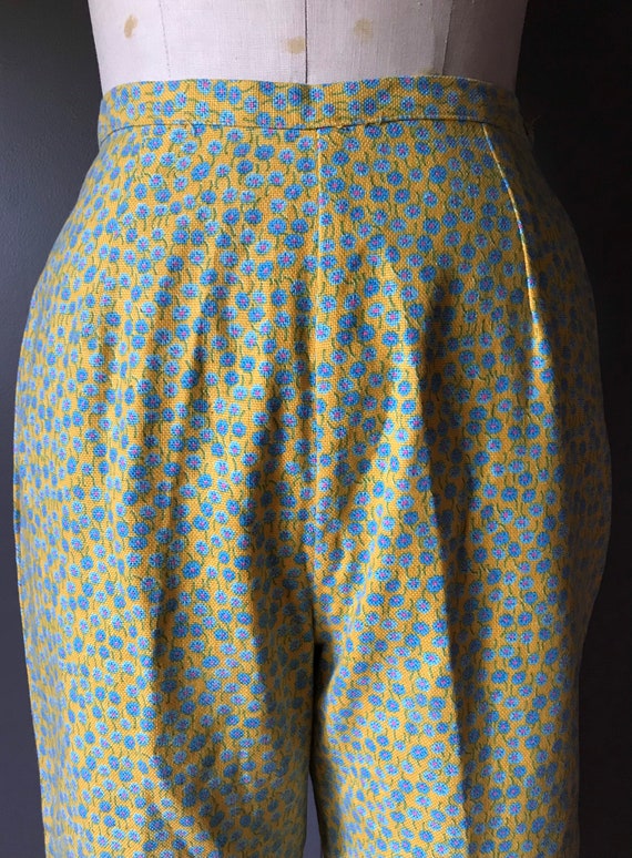 Vtg 60s Floral Pants / High Waisted - image 6