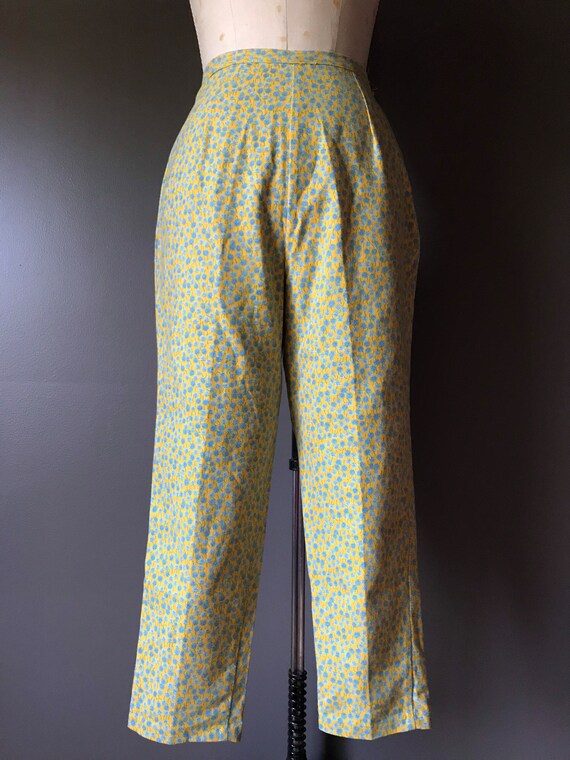 Vtg 60s Floral Pants / High Waisted - image 3