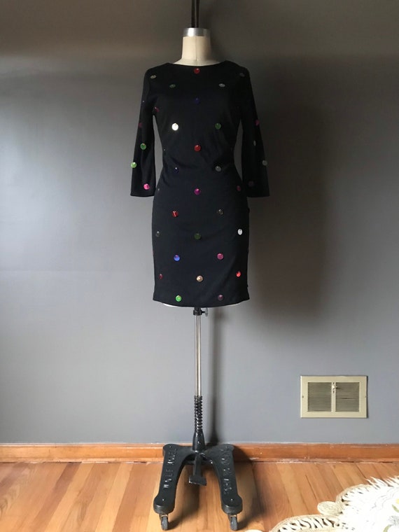 Vtg 80s Mini Dress / Rainbow Sequin Dots