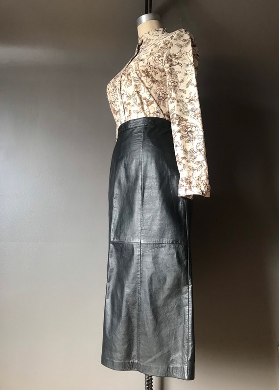 Vtg 80s Leather Skirt - image 5