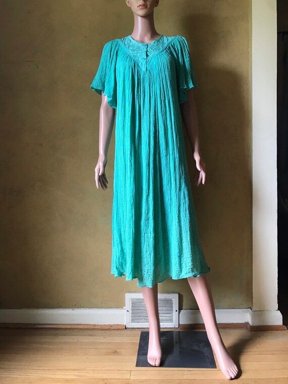 Vtg 70s 80s Cotton Gauze Dress / Grecian Sun Dres… - image 6
