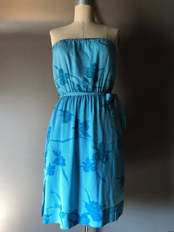 Vtg 70s 80s Tube Top Dress with Matching Button U… - image 8