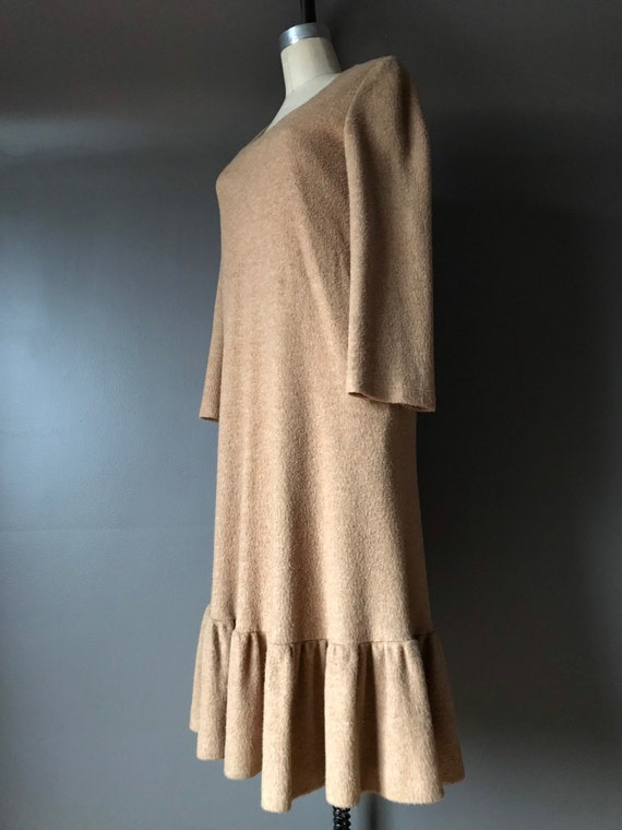 Vtg 70s 80s Long Sleeve Dress / Ruffle Hem - image 6