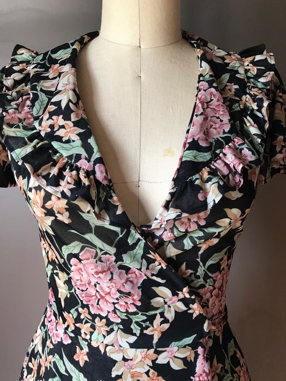 Vtg 70s Floral Wrap Dress - image 2