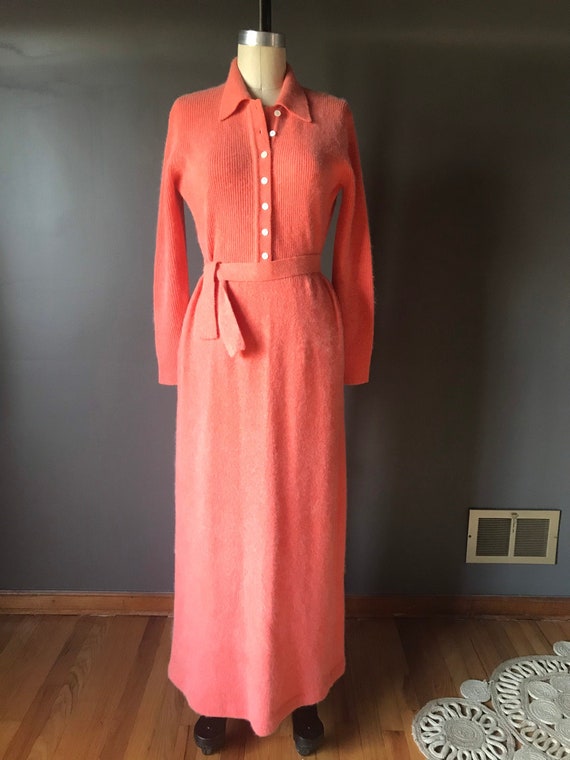 Vtg 70s Anne Fogarty Sweater Dress
