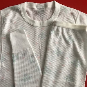 Vtg 80s 90s Long John Waffle Knit Thermal Set / Snowflake Print Underwear