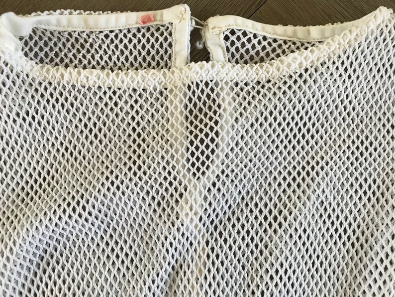 Vtg Crop Fishnet Oversized White Mesh Blouse image 4