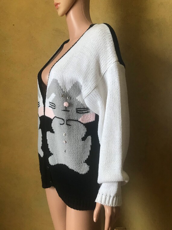 Vtg 80s 90s Stefano Novelty Bunny Rabbit Cardigan… - image 8