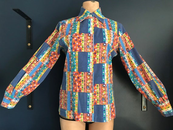 Vtg 70s Catherine Carr Hippie Button up Shirt -  UK