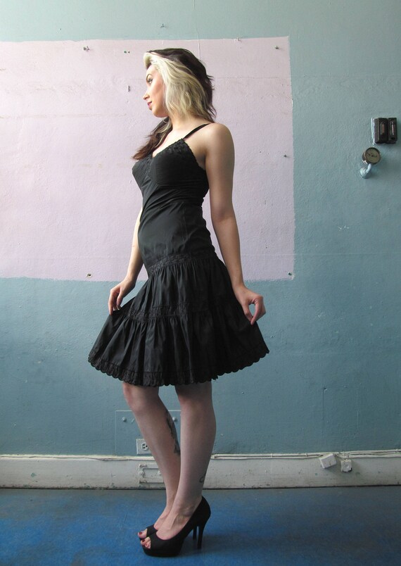Vtg 50s 60s Black Full Slip Dress / Komar Lingerie