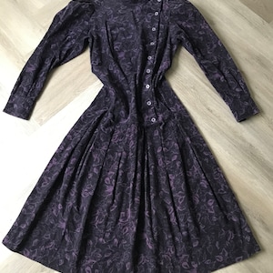 Vtg 80s Laura Ashley Drop Waist Corduroy Dress