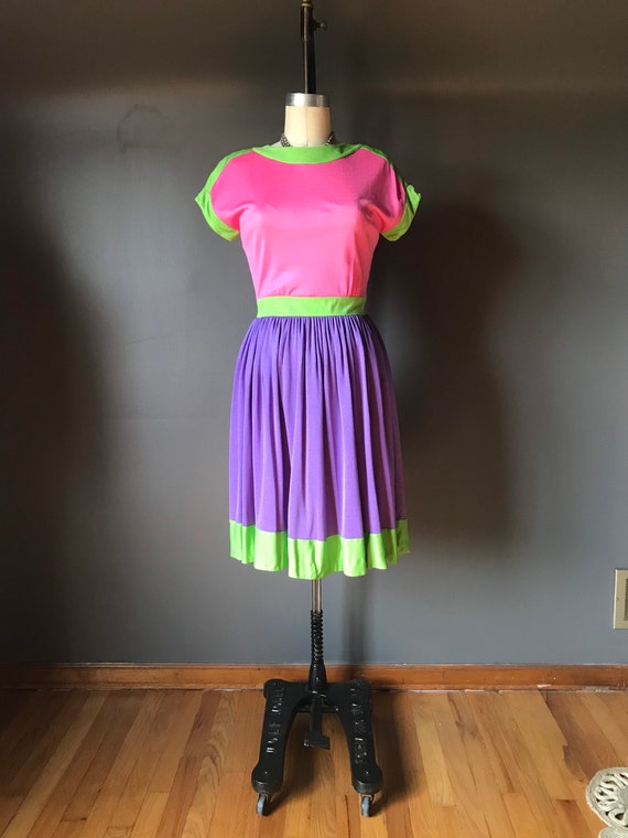 Vtg 60s 70s Mod Color Block Dress / Garguilo For S