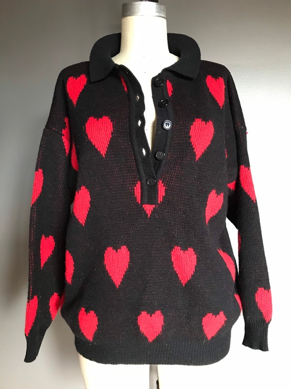 Vtg 80s 90s Heart Sweater / Pullover Knitwear - image 5